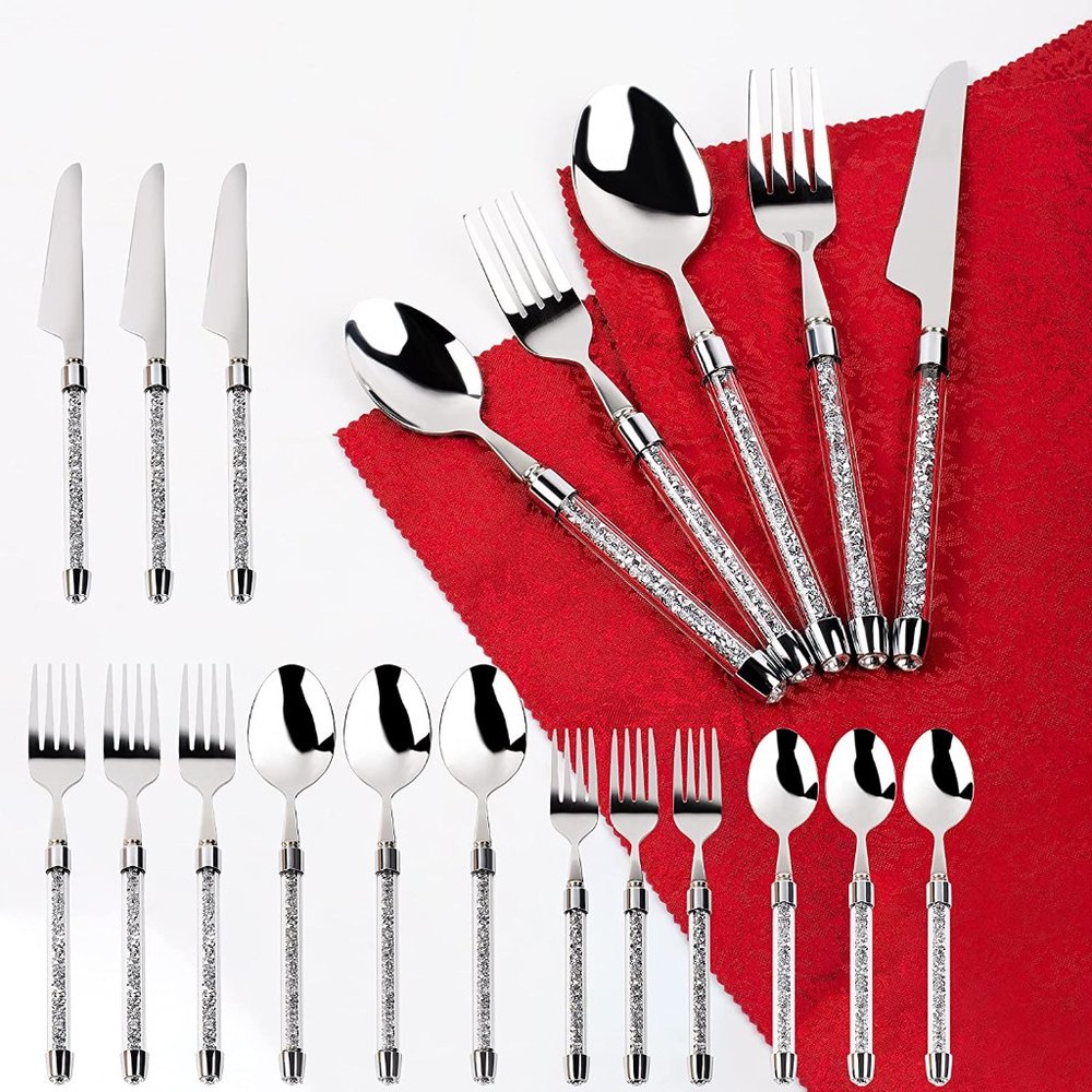 NEW Sparkling Bling Crystal Rhinestone Silverware Place Setting Dinner F… - Picture 5 of 9